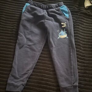 Puma Kids Dark Blue Joggers with Light Blue Pockets